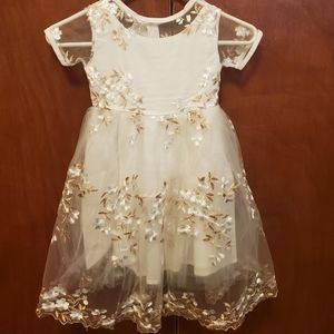 Size 4 Just Couture Dress Ivory w/gold embroidery